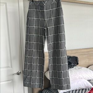 SPANX Black and White Plaid Wide Leg Pants